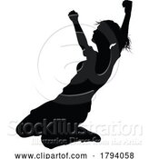 Vector Illustration of Female Soccer Football Player Lady Silhouette by AtStockIllustration