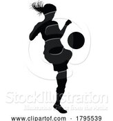 Vector Illustration of Female Soccer Football Player Lady Silhouette by AtStockIllustration