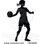 Vector Illustration of Female Soccer Football Player Lady Silhouette by AtStockIllustration