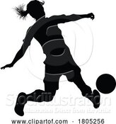 Vector Illustration of Female Soccer Football Player Lady Silhouette by AtStockIllustration