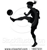 Vector Illustration of Female Soccer Football Player Lady Silhouette by AtStockIllustration