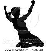 Vector Illustration of Female Soccer Football Player Lady Silhouette by AtStockIllustration