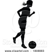 Vector Illustration of Female Soccer Football Player Lady Silhouette by AtStockIllustration