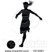 Vector Illustration of Female Soccer Football Player Lady Silhouette by AtStockIllustration