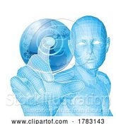 Vector Illustration of Figure Selecting 3D World Technology Concept by AtStockIllustration