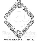 Vector Illustration of Filigree Heraldry Leaf Pattern Floral Border Frame by AtStockIllustration