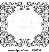 Vector Illustration of Filigree Leaves Frame Floral Border Scroll Pattern by AtStockIllustration