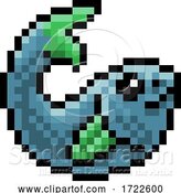 Vector Illustration of Fish Eight Bit Pixel Art Game Icon by AtStockIllustration
