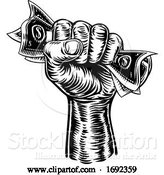 Vector Illustration of Fist Hand Holding Cash Money by AtStockIllustration