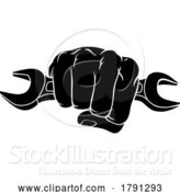 Vector Illustration of Fist Hand Holding Spanner Wrench Concept by AtStockIllustration