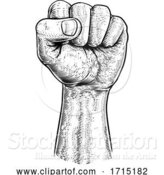 Vector Illustration of Fist in the Air Vintage Propaganda Poster Style by AtStockIllustration
