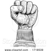 Vector Illustration of Fist in the Air Vintage Propaganda Poster Style by AtStockIllustration