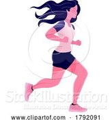 Vector Illustration of Fitness Exercise Lady Runner Running Jogging by AtStockIllustration