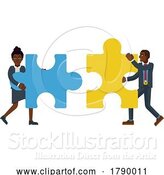 Vector Illustration of Fitting Jigsaw Puzzle Pieces Together Concept by AtStockIllustration