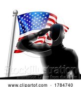 Vector Illustration of Flag Soldier Salute Veteran Day Silhouette by AtStockIllustration