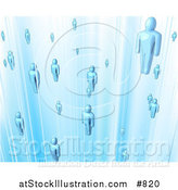 Vector Illustration of Floating Blue People in a Network by AtStockIllustration