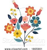Vector Illustration of Flowers Floral Flower Pattern Wildflowers Drawing by AtStockIllustration