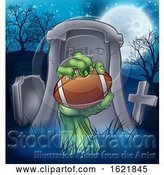 Vector Illustration of Football Zombie Halloween Graveyard Concept by AtStockIllustration