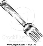 Vector Illustration of Fork Vintage Engraved Etched Woodcut Print by AtStockIllustration