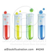 Vector Illustration of Four Colorful Test Tubes with Bubbles by AtStockIllustration