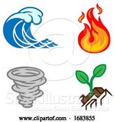 Vector Illustration of Four Elements Earth Water Air Fire Icon Set by AtStockIllustration