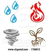 Vector Illustration of Four Elements Earth Water Air Fire Icon Set by AtStockIllustration