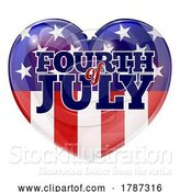 Vector Illustration of Fourth of July American Flag Heart Design by AtStockIllustration