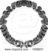 Vector Illustration of Frame Laurel Filigree Crest Floral Pattern Motif by AtStockIllustration
