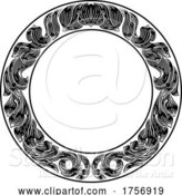 Vector Illustration of Frame Laurel Leaf Crest Floral Pattern Motif by AtStockIllustration