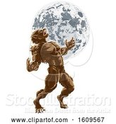 Vector Illustration of Full Moon Werewolf Scary Horror Monster by AtStockIllustration