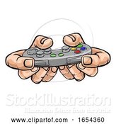 Vector Illustration of Gamer Hand Holding Video Gaming Game Controller by AtStockIllustration
