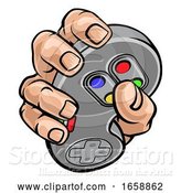 Vector Illustration of Gamer Hand Holding Video Gaming Game Controller by AtStockIllustration