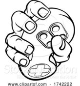 Vector Illustration of Gamer Hand Holding Video Gaming Game Controller by AtStockIllustration