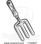 Vector Illustration of Garden Fork Gardening Tool Vintage Style Woodcut by AtStockIllustration