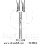 Vector Illustration of Garden Tool Gardening Fork Woodcut Vintage Style by AtStockIllustration