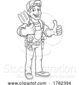 Vector Illustration of Gardener Garden Fork Tool Handyman Guy by AtStockIllustration