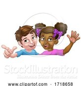 Vector Illustration of Girl and Boy Children Children Sign by AtStockIllustration