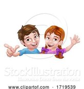 Vector Illustration of Girl and Boy Children Children Sign by AtStockIllustration