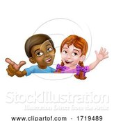 Vector Illustration of Girl and Boy Children Children Sign by AtStockIllustration