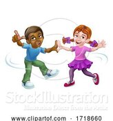 Vector Illustration of Girl and Boy Kid Children Dancing by AtStockIllustration