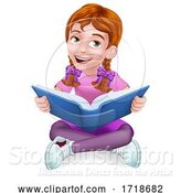 Vector Illustration of Girl Child Kid Character Reading a Book by AtStockIllustration