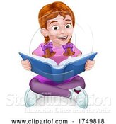 Vector Illustration of Girl Child Kid Character Reading a Book by AtStockIllustration