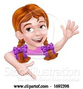 Vector Illustration of Girl Kid Child Character Pointing at Sign by AtStockIllustration