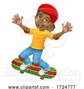 Vector Illustration of Girl Kid on Skateboard Skateboarding by AtStockIllustration