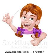 Vector Illustration of Girl Kid Thumbs up Child Peeking over Sign by AtStockIllustration