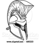 Vector Illustration of Gladiator Spartan Trojan Roman Helmet by AtStockIllustration