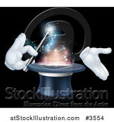 Vector Illustration of Gloved Hands Performing a Magic Trick in a Hat by AtStockIllustration