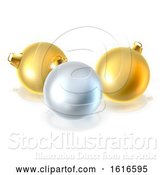 Vector Illustration of Gold and Silver Christmas Bauble Balls Ornaments by AtStockIllustration