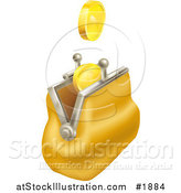 Vector Illustration of Gold Coins Falling into a Yellow Coin Purse by AtStockIllustration