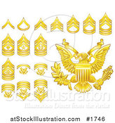 Vector Illustration of Gold Military American Army Enlisted Rank Insignia Icons by AtStockIllustration